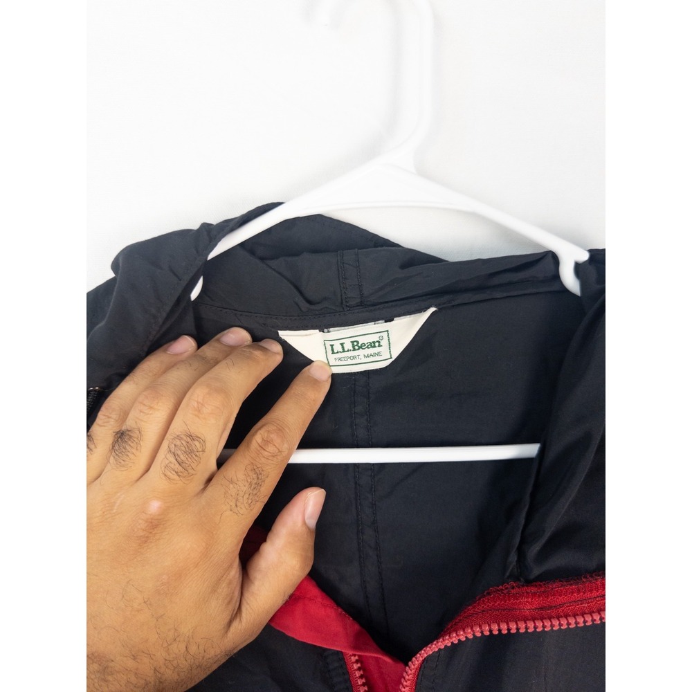 VTG LL Bean Jacket Mens L Color Block Full Zip Hooded Drawstring Logo Outdoor - Picture 4 of 8